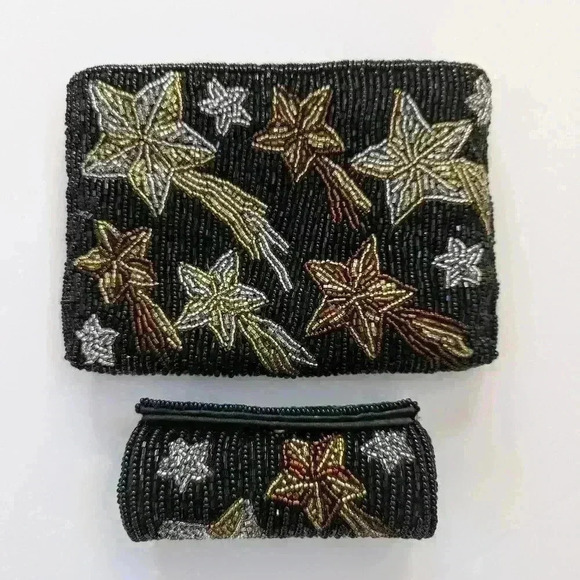 Neiman Marcus Handbags - Vintage Beaded Shooting Star Small Clutch Purse Wth Lipstick Case Neiman Marcus